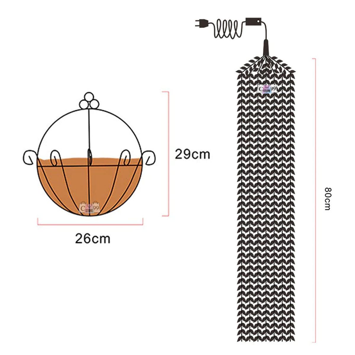 Miniatura 5 de Matera colgante Tira De Hojas Artificial